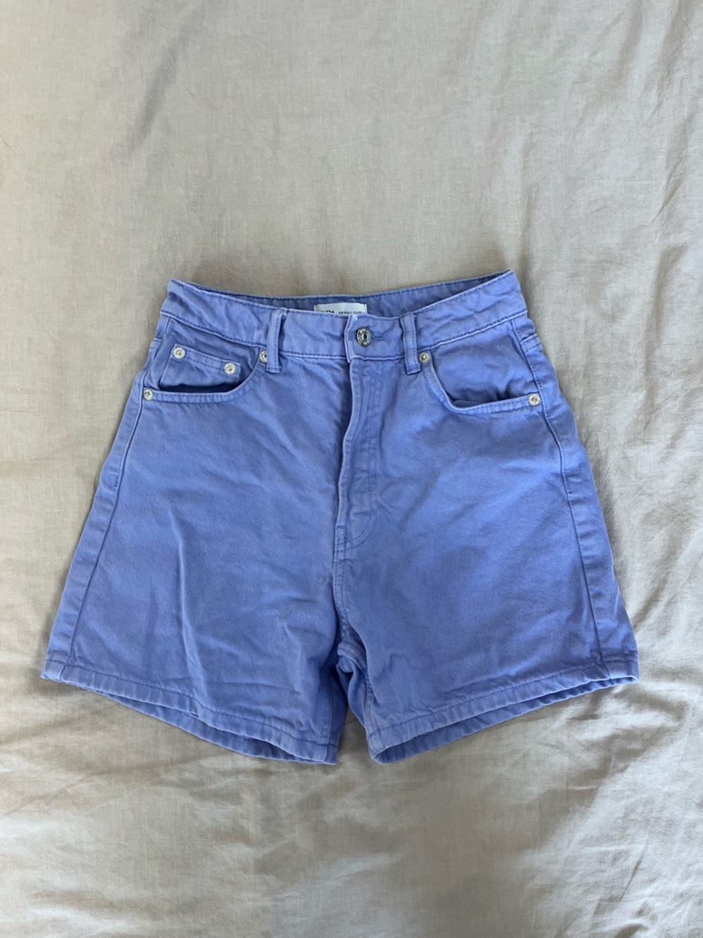 Zara Lavender Blue High-Waist Denim Shorts